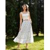 image:imageScarlet Darkness Floral Maxi Long Skirts for Women Summer 2026 Tiered Skirt Flowy Boho Fairy Skirt with PocketsWhite Blue Floral