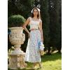image:imageScarlet Darkness Floral Maxi Long Skirts for Women Summer 2026 Tiered Skirt Flowy Boho Fairy Skirt with PocketsWhite Blue Floral
