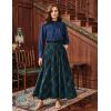 image:imageScarlet Darkness Long Plaid Skirts for Women High Waist A Line Pleated Fall Maxi SkirtsBlue Plaid