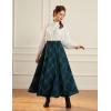 image:imageScarlet Darkness Long Plaid Skirts for Women High Waist A Line Pleated Fall Maxi SkirtsBlue Plaid