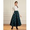 image:imageScarlet Darkness Long Plaid Skirts for Women High Waist A Line Pleated Fall Maxi SkirtsBlue Plaid
