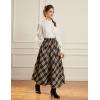 image:imageScarlet Darkness Long Plaid Skirts for Women High Waist A Line Pleated Fall Maxi SkirtsBrown Plaid
