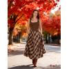 image:imageScarlet Darkness Long Plaid Skirts for Women High Waist A Line Pleated Fall Maxi SkirtsBrown Plaid