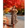 image:imageScarlet Darkness Long Plaid Skirts for Women High Waist A Line Pleated Fall Maxi SkirtsBrown Plaid