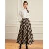 image:imageScarlet Darkness Long Plaid Skirts for Women High Waist A Line Pleated Fall Maxi SkirtsBrown Plaid