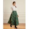 image:imageScarlet Darkness Long Plaid Skirts for Women High Waist A Line Pleated Fall Maxi SkirtsGreen Plaid