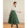 image:imageScarlet Darkness Long Plaid Skirts for Women High Waist A Line Pleated Fall Maxi SkirtsGreen Plaid