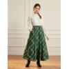 image:imageScarlet Darkness Long Plaid Skirts for Women High Waist A Line Pleated Fall Maxi SkirtsGreen Plaid