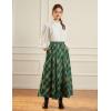 image:imageScarlet Darkness Long Plaid Skirts for Women High Waist A Line Pleated Fall Maxi SkirtsGreen Plaid