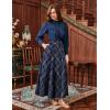 image:imageScarlet Darkness Long Plaid Skirts for Women High Waist A Line Pleated Fall Maxi SkirtsNavy Plaid
