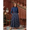 image:imageScarlet Darkness Long Plaid Skirts for Women High Waist A Line Pleated Fall Maxi SkirtsNavy Plaid