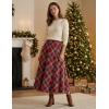 image:imageScarlet Darkness Long Plaid Skirts for Women High Waist A Line Pleated Fall Maxi SkirtsRed Plaid