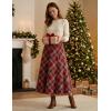 image:imageScarlet Darkness Long Plaid Skirts for Women High Waist A Line Pleated Fall Maxi SkirtsRed Plaid