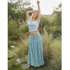 image:imageScarlet Darkness Long Skirts for Women Flowy Boho Tiered Renaissance Maxi Skirt with PocketsLight Blue