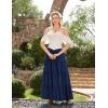 image:imageScarlet Darkness Long Skirts for Women Flowy Boho Tiered Renaissance Maxi Skirt with PocketsNavy Blue