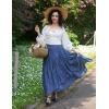 image:imageScarlet Darkness Long Skirts for Women Renaissance Costume Pirate Maxi Skirt Plus Size with PocketsDenim Blue