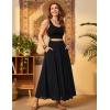 image:imageScarlet Darkness Maxi Skirt for Women Boho Lace Flowy Long Renaissance Skirts with PocketsBlack