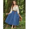 image:imageScarlet Darkness Maxi Skirt for Women Boho Lace Flowy Long Renaissance Skirts with PocketsGrey Blue
