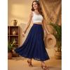 image:imageScarlet Darkness Maxi Skirt for Women Boho Lace Flowy Long Renaissance Skirts with PocketsNavy Blue
