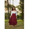 image:imageScarlet Darkness Maxi Skirts for Women Long Renaissance Skirt Flowy Ruffle Tiered SkirtDeep Red