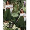 image:imageScarlet Darkness Maxi Skirts for Women Long Renaissance Skirt Flowy Ruffle Tiered SkirtGreen