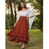 image:imageScarlet Darkness Maxi Skirts for Women Long Renaissance Skirt Flowy Ruffle Tiered SkirtOrange Red