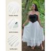 image:imageScarlet Darkness Maxi Skirts for Women Long Renaissance Skirt Flowy Ruffle Tiered SkirtWhite
