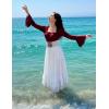 image:imageScarlet Darkness Maxi Skirts for Women Long Renaissance Skirt Flowy Ruffle Tiered SkirtWhite