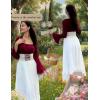 image:imageScarlet Darkness Maxi Skirts for Women Long Renaissance Skirt Flowy Ruffle Tiered SkirtWhite