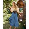 image:imageScarlet Darkness Maxi Skirts for Women Renaissance Skirt Long Flowy Layered Medieval SkirtDenim Blue