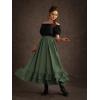 image:imageScarlet Darkness Maxi Skirts for Women Renaissance Skirt Long Flowy Layered Medieval SkirtGray Green