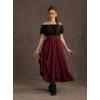image:imageScarlet Darkness Maxi Skirts for Women Renaissance Skirt Long Flowy Layered Medieval SkirtWine Red