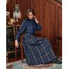 image:imageScarlet Darkness Plaid Skirts for Women High Waist Long Skirt with PocketsBlue Coffee Plaid