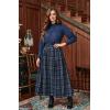 image:imageScarlet Darkness Plaid Skirts for Women High Waist Long Skirt with PocketsBlue Coffee Plaid