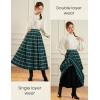 image:imageScarlet Darkness Plaid Skirts for Women High Waist Long Skirt with PocketsGreen White Plaid