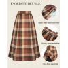 image:imageScarlet Darkness Plaid Skirts for Women High Waist Long Skirt with PocketsOrange Coffee