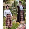image:imageScarlet Darkness Plaid Skirts for Women High Waist Long Skirt with PocketsOrange Coffee