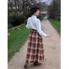 image:imageScarlet Darkness Plaid Skirts for Women High Waist Long Skirt with PocketsOrange Coffee
