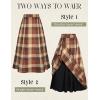 image:imageScarlet Darkness Plaid Skirts for Women High Waist Long Skirt with PocketsOrange Coffee