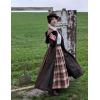 image:imageScarlet Darkness Plaid Skirts for Women High Waist Long Skirt with PocketsOrange Coffee