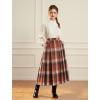 image:imageScarlet Darkness Plaid Skirts for Women High Waist Long Skirt with PocketsOrange Coffee Plaid