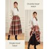 image:imageScarlet Darkness Plaid Skirts for Women High Waist Long Skirt with PocketsOrange Coffee Plaid