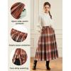 image:imageScarlet Darkness Plaid Skirts for Women High Waist Long Skirt with PocketsOrange Coffee Plaid