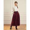 image:imageScarlet Darkness Plaid Skirts for Women High Waist Long Skirt with PocketsRed Plaid