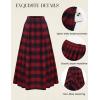image:imageScarlet Darkness Plaid Skirts for Women High Waist Long Skirt with PocketsRed Plaid