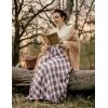 image:imageScarlet Darkness Plaid Skirts for Women Renaissance High Waisted Skirt Fall Winter Maxi SkirtBrown and White Plaid