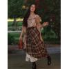 image:imageScarlet Darkness Plaid Skirts for Women Renaissance High Waisted Skirt Fall Winter Maxi SkirtCoffee Plaid