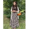 image:imageScarlet Darkness Plaid Skirts for Women Renaissance High Waisted Skirt Fall Winter Maxi SkirtCoffee Plaid