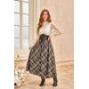 image:imageScarlet Darkness Plaid Skirts for Women Renaissance High Waisted Skirt Fall Winter Maxi SkirtCoffee Plaid