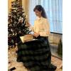 image:imageScarlet Darkness Plaid Skirts for Women Renaissance High Waisted Skirt Fall Winter Maxi SkirtGreen Plaid